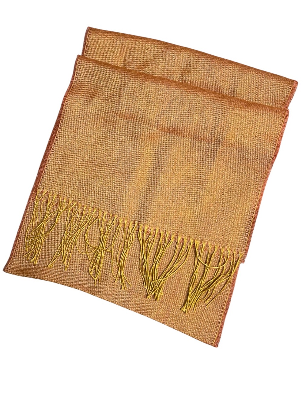 NWOT TUMI Alpaca Silk Fringe Scarf In Brinze Orange